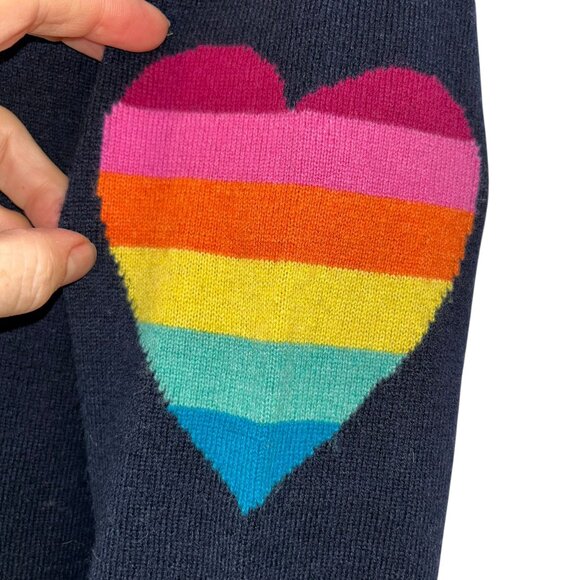 WYSE London navy blue Cashmere rainbow hearts elbows jumper sweater 2 M - Picture 5 of 5